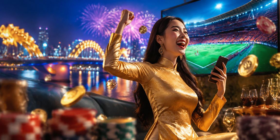 Không gian giải trí casino hiện đại tại Đà Nẵng, người chơi mặc áo dài trải nghiệm slots