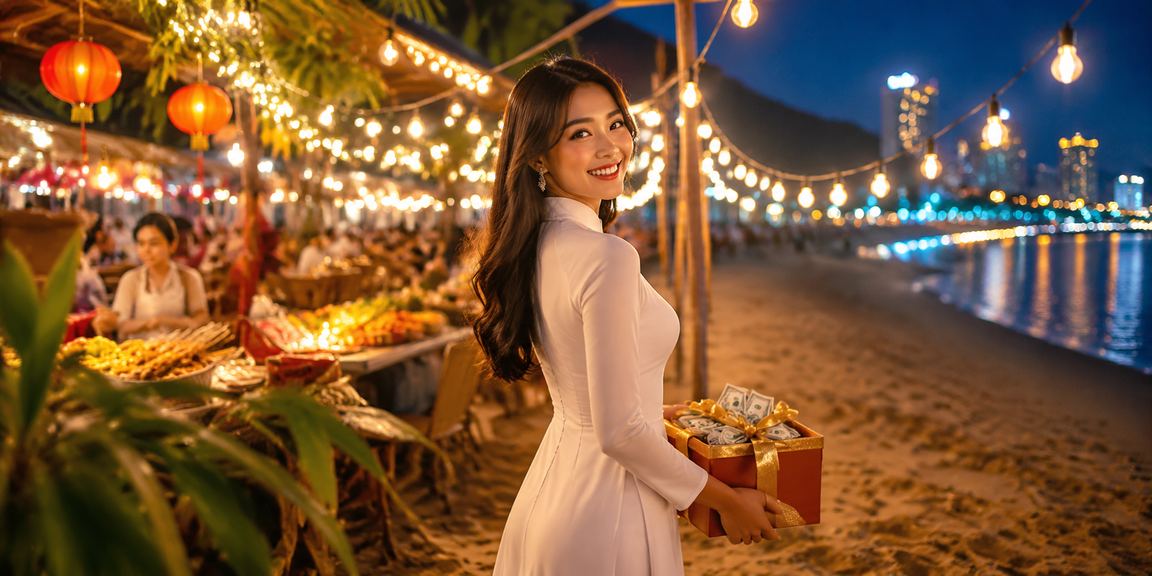 Không khí cá cược lễ hội tại Vũng Tàu với trang phục áo dài truyền thống